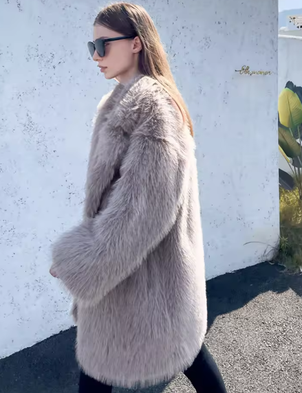 Faux Fur Long Jacke